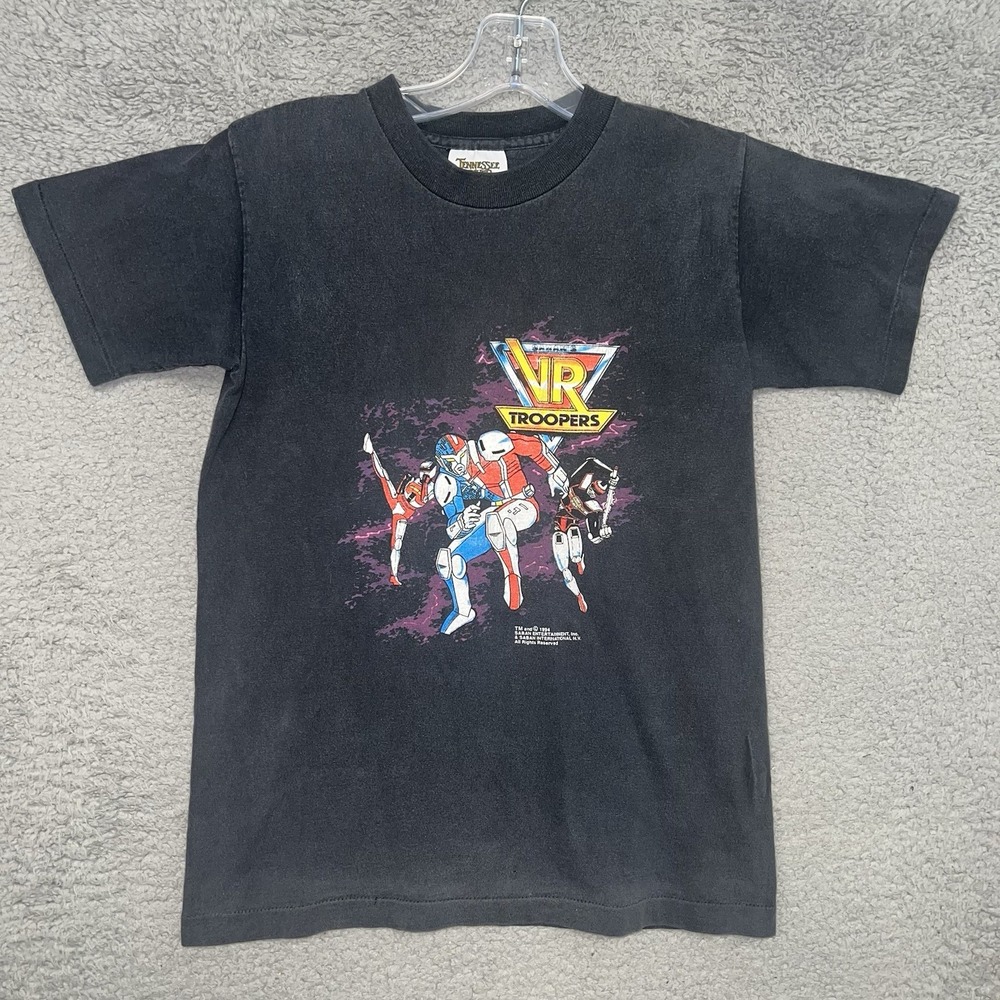 VTG 1994 Tennessee River VR Troopers T Shirt Youth Sz M Black Saban‎ Cartoon Tee